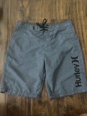 Hurley Men's Charcoal Gray Board Shorts with Black Logo